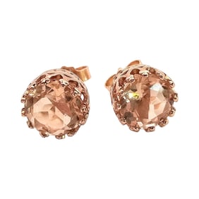 Gold Over Sterling Silver Morganite Stud Earrings, 1.3 G