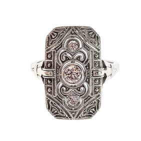 Art Deco Style Silver Ring, Size 9.25, 935 Silver, 5.3 G