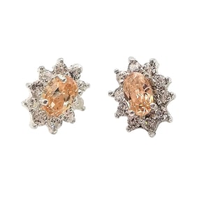 Sterling Silver Earrings with Clear and Yellow Stones
