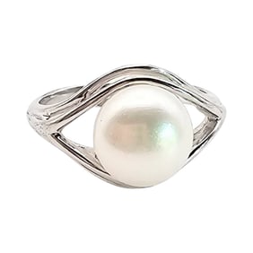 IPE Marked Sterling Silver Pearl Ring, Size 6.5, 3.2 G