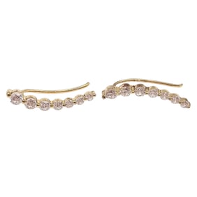 FE CZ Gold Over Sterling Silver Earrings, 2.3 G