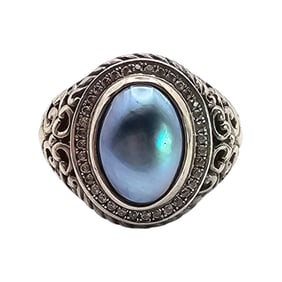 Sterling Silver Ring with Pearl Feature, Size 7.5