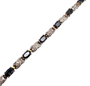 FAS Gold Over Sterling Silver Topaz and Diamond Tennis Bracelet