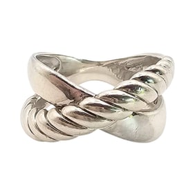 Sterling Silver Crossover Ring, Size 6.5, 4.5 G
