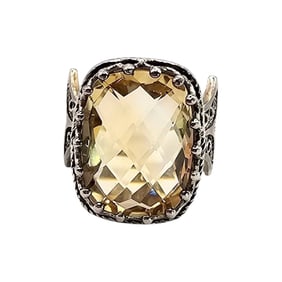 Sterling Silver Cushion-Cut Citrine Ring, Size 5