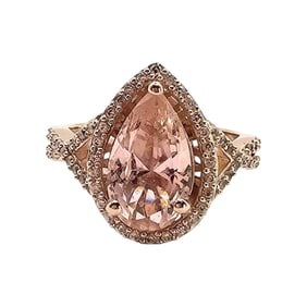 Rose Gold Over Sterling Silver Ring with Pear-Cut CubicZirconia, Size 6.75