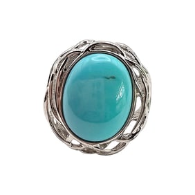 Sterling Silver Turquoise Ring Size 6.75 Weighing 6.1 G