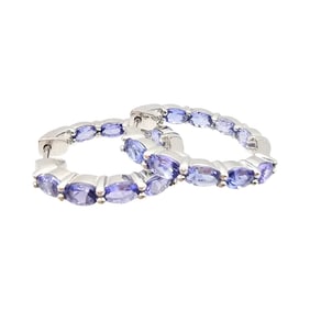 Signed Tanzanite Hoop Earrings Weighing 7.5 G
