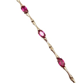 HN Pink Topaz Sterling Silver Gold Overlay Tennis Bracelet