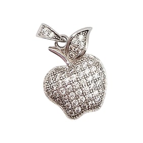 Sterling Silver Apple-Shaped Gemstone Pendant, 1.2 G