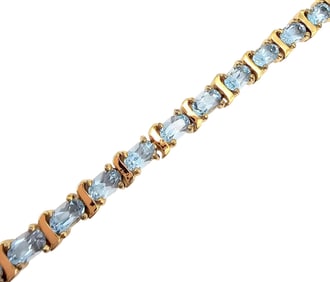 Gold Over Sterling Silver and Topaz Tennis Bracelet, 18.5 G