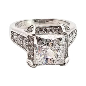 Sterling Silver Cubic Zirconia Ring, Size 6.75, 6.9 G
