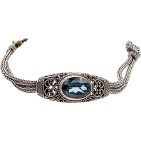 Sterling Silver  Bracelet With Topaz, 44.6 G