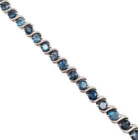 Tourmaline and Sterling Silver Tennis Bracelet, 13.5 G