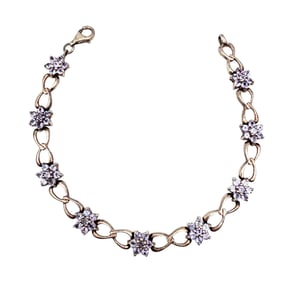 Signed Sterling Silver Rhinestone Bracelet, 13.9 G