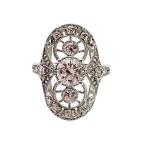 Signed Sterling Silver Rhinestone Ring, Size 9.5