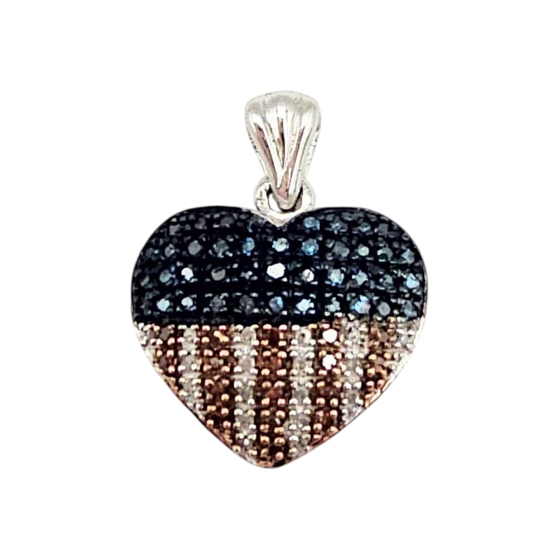 Signed Sterling Silver Diamond American Flag Heart Pendant, 3.4 G (1 of 4)