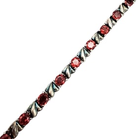CI Sterling Silver Gemstone Tennis Bracelet, 12.5 G