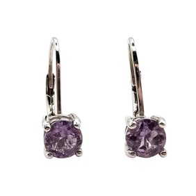 Amethyst and Sterling Silver Earrings with Leverback Closures