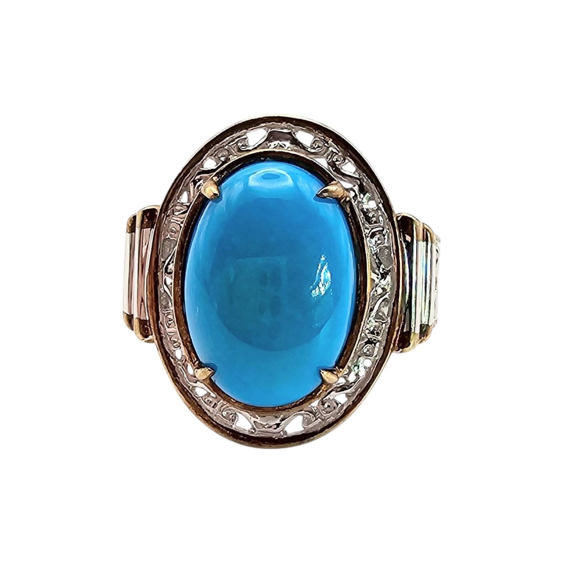 Signed  Sterling Silver Ring with Turquoise Stone (1 of 4)