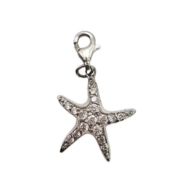 CB Sterling Silver Rhinestone Starfish Pendant with Lobster Clasp