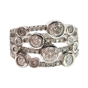 D’Joy Sterling Silver  Diamond Ring, Size 7.75, 6.5 G