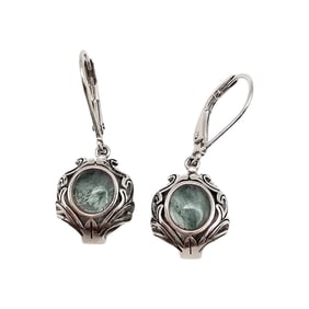 Sterling Silver Earrings with Glass Stones, 3.8 G