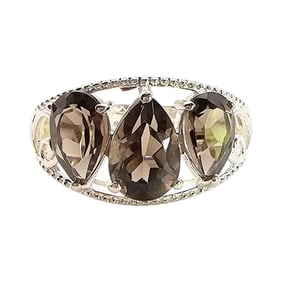 D’Joy Smoky Quartz Sterling Silver Ring, Size 6.75, 3.6 G
