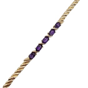 Ross-Simons Amethyst and Gold Over Sterling Silver Bracelet, 12 G