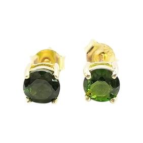 Gold over Sterling Silver Emerald Earrings, 1.1 G
