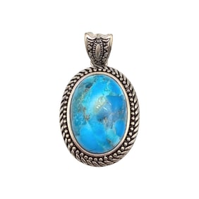 Sterling Silver  BBJ Turquoise Pendant Weighing 15.5 G