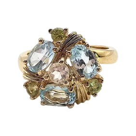 Ross-Simons Gold Over Sterling Silver Ring with Topaz and Peridot, Size 5.75