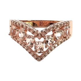Rose Gold Over Sterling Silver, Morganite Ring, Size 9.5