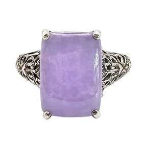 Sterling Silver Jade Ring, Size 8.5
