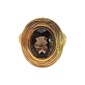 Gold Over Sterling Silver Smoky Quartz Ring, Size 6.75, 6.3 G