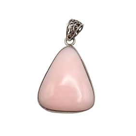 Natural Pink Stone Sterling Silver Pendant, 8.3 G