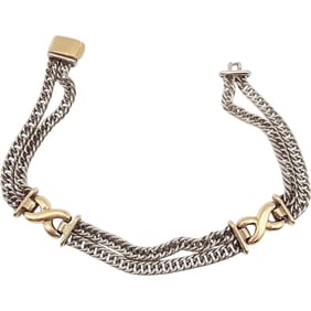 Italian Sterling Silver Double Chain Bracelet, 20.9 G