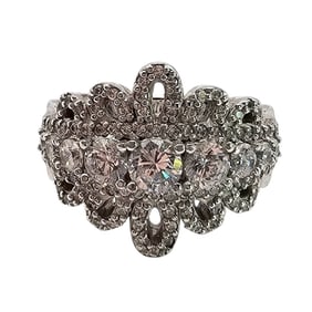 Sterling Silver Cubic Zirconia Ring, Size 7.75, 6.8 G