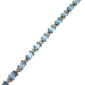 ALX Sterling Silver Blue Topaz Tennis Bracelet, 12.6 G