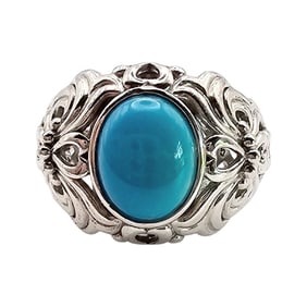 Sterling Silver Turquoise Ring, Size 4.75, 4 G