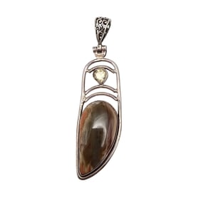 Jasper and Amethyst Silver Pendant, 9.7 F