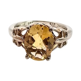 Sterling Silver Ring with Heat-Treated Amethyst, Size 4.75, 2.3 G