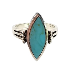 Sterling Silver Marquise Turquoise Ring, Size 7.25