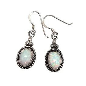 Sterling Silver Drop Earrings with Opal Stones