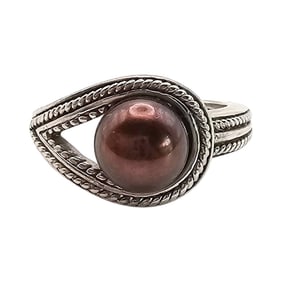 Honora Sterling Silver Ring with Brown Pearl, Size 5.25