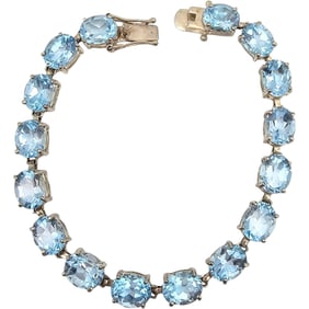 ADI Sterling Silver and Blue Topaz Bracelet, 27 G