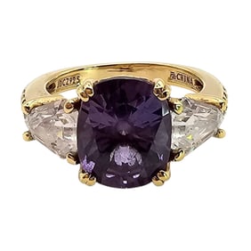 Gold Over Sterling Silver Ring with Purple Topaz and Cubic Zirconia Stones, Size 6.75