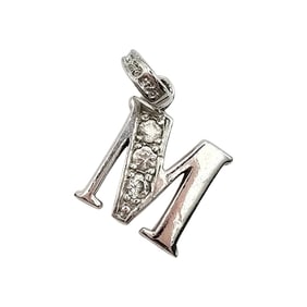 Ross-Simons Sterling Silver ‘M’ Pendant with Cubic Zirconia Stones