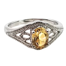 Sterling Silver Ring with Oval Heat-Treated Amethyst, Size 8.25