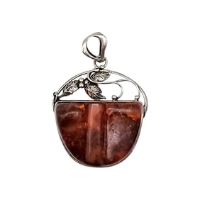 Amber and Sterling Silver  Pendant, 20 G